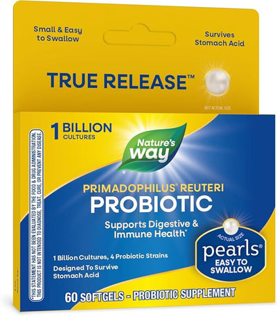 Nature's Way Primadophilus Reuteri Probiotic Pearls 1 Billion 4 Probiotic 60 Softgels