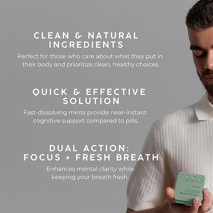 NOOZ Focus Mints 12-Pack - Caffeine-Free Brain Booster for Mental Clarity - Fresh Mint Flavor | Sugar-Free, Travel-Friendly Supplement with Vitamins C, B6, B12 - Non-GMO, Clean Label, 300 Mints