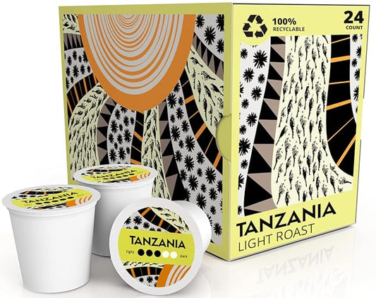 Atlas Coffee Club - Light/Medium Roast Coffee Pods - Tanzania 100% Recyclable, Premium Single Origin Coffee, 24ct Box