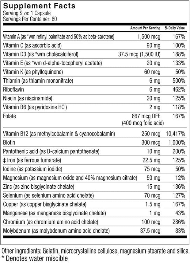 Celebrate Vitamins Multi-Complete, 45mg Iron – (60 Capsules)