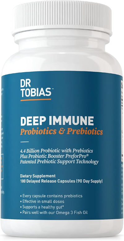 Dr. Tobias Deep Immune Probiotics & 4.4 Billion 180 Capsules, 90 Servings