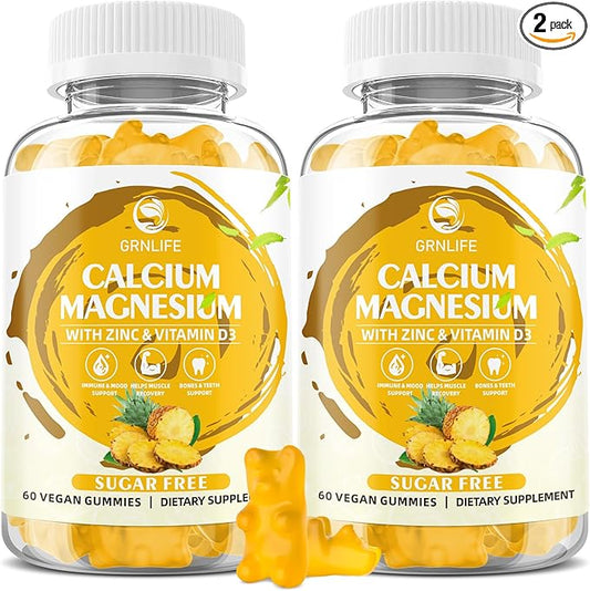 Calcium Magnesium Zinc Gummies with Vitamin D3, Sugar 120 Count