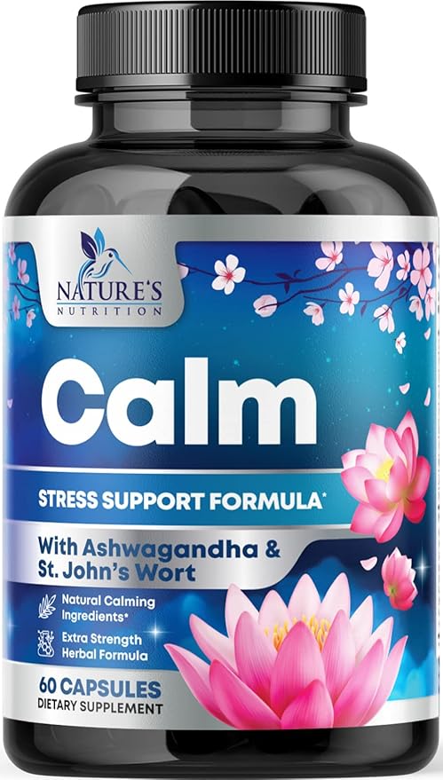 Stress Support Supplements for Mood & 5-HTP, L-Theanine 60 Capsules