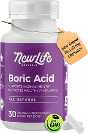 NewLife Naturals - Boric Acid Suppositories 600mg - 30 Capsules