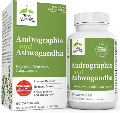 Terry Naturally Andrographis and Ashwagandha 60 Capsules 60 Servings