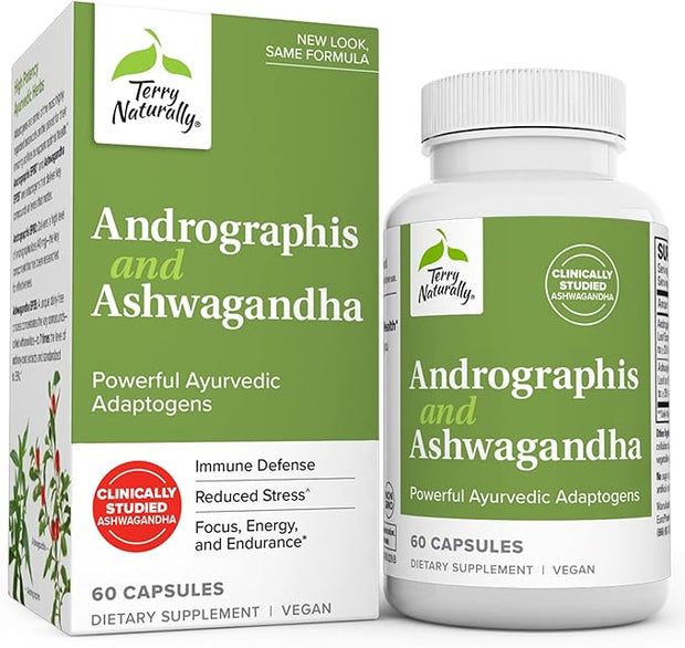 Terry Naturally Andrographis and Ashwagandha 60 Capsules 60 Servings