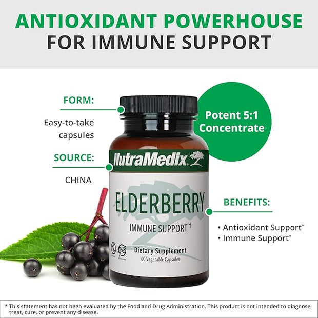 NutraMedix Elderberry Antioxidants Supplement Capsules 500mg (60 Capsules)