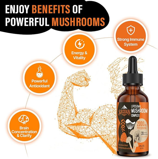 Liposomal Mushroom Complex Drops 2000 MG 20 Organic 180 Servings
