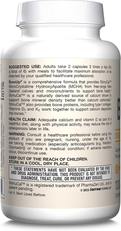 Jarrow Formulas BoneUp 120 Capsules 60 Servings D3, K2 K2 (as MK-7) & 1000 mg