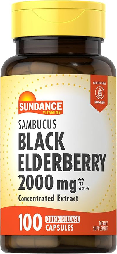 Sundance Sambucus Black Elderberry Capsules 2000mg | 100 Count