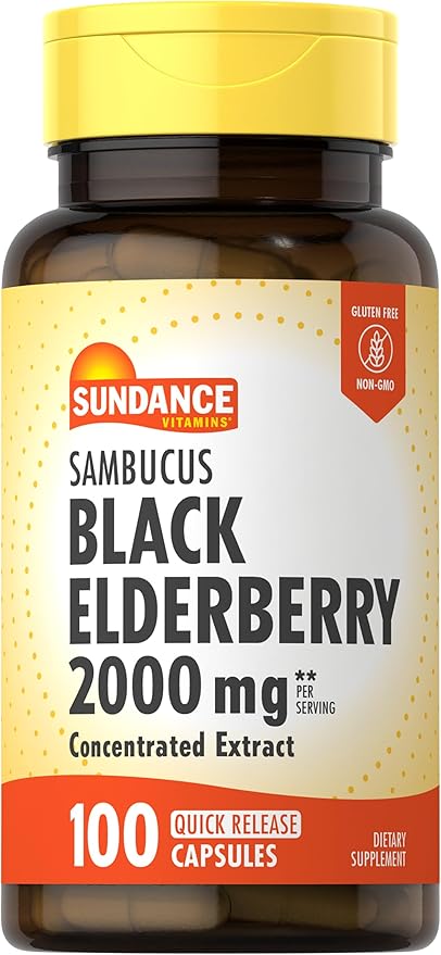 Sundance Sambucus Black Elderberry Capsules 2000mg | 100 Count