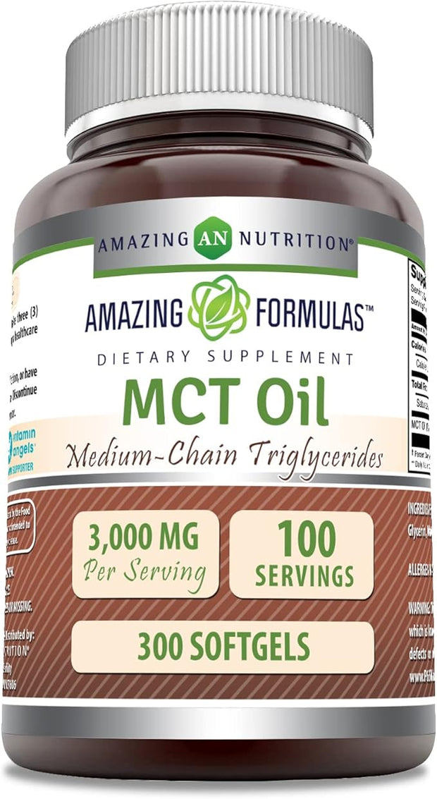 Amazing Formulas MCT Oil Supplement | 1000 Mg Per Serving | 300 Softgels | Non-GMO | Gluten-Free | Made in USA