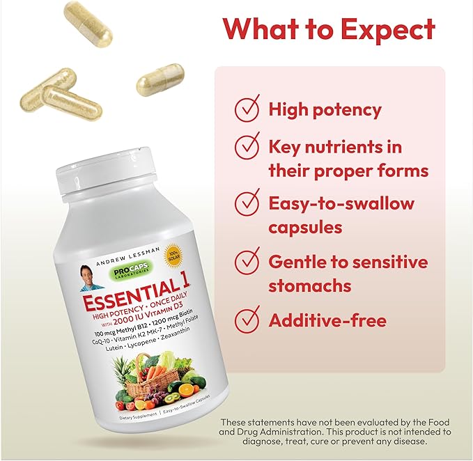 ANDREW LESSMAN Essential-1 Multivitamin 2000 IU D3 30 30 Small 100 mcg B12. CoQ10 CoQ10 Lutein