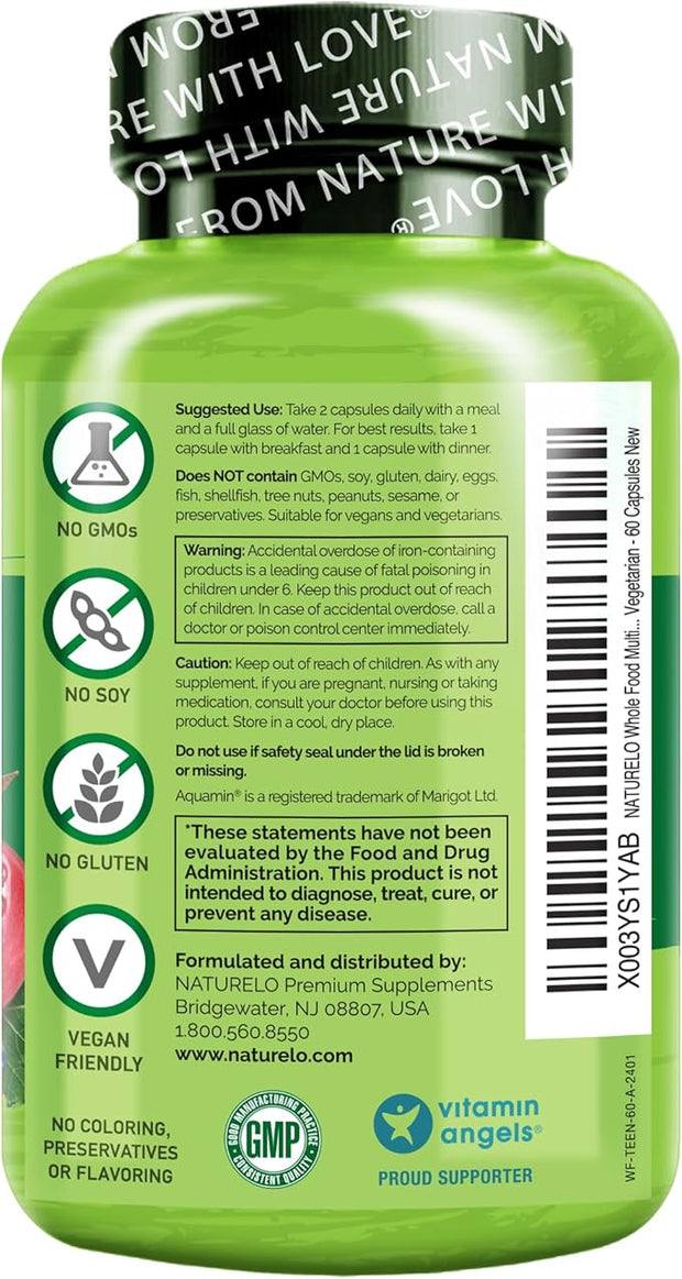 NATURELO Whole Food Multivitamin for Teens 60 Capsules