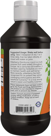 NOW Supplements, Elderberry Liquid 500 mg, 10:1 Concentrate, 8-Ounce