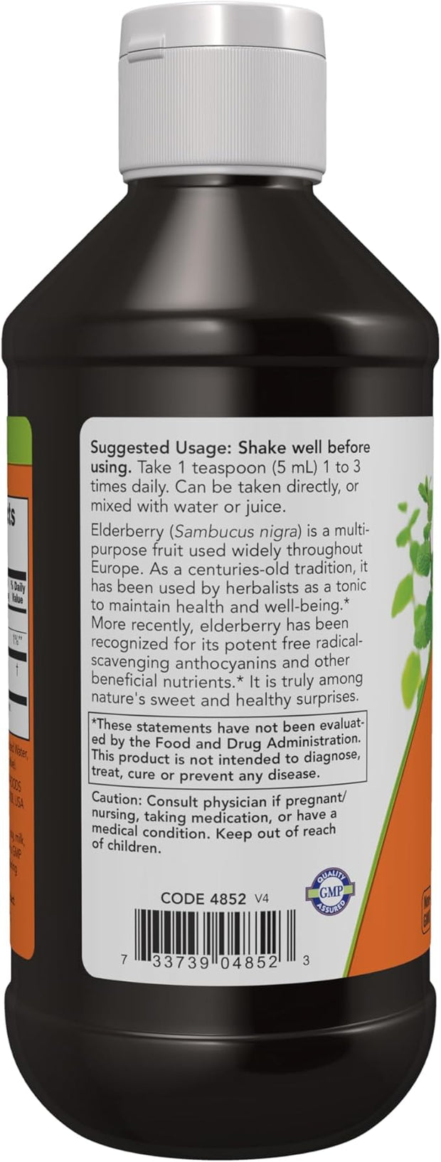NOW Supplements, Elderberry Liquid 500 mg, 10:1 Concentrate, 8-Ounce