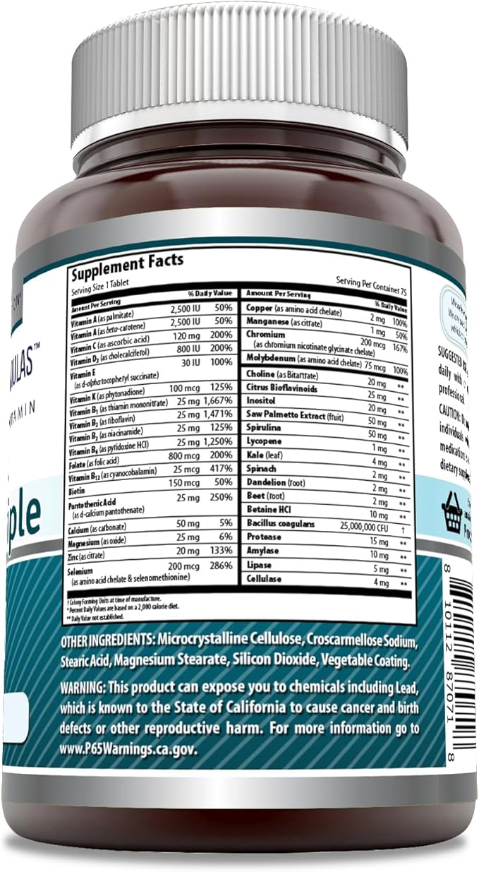 Amazing Formulas Men's Multivitamin 75 Tablets 25 Million