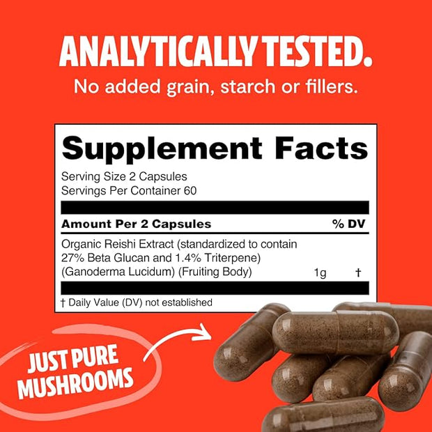 FreshCap, Organic Reishi Mushroom Capsules, 120 60 Day