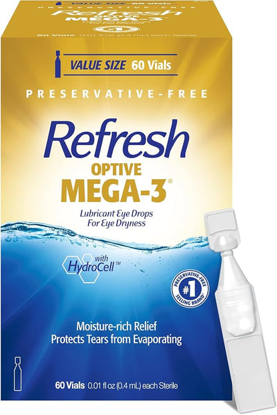 Refresh Optive MEGA-3 Lubricant Eye Drops 0.01 fl (0.4 mL), 60 Single-Use