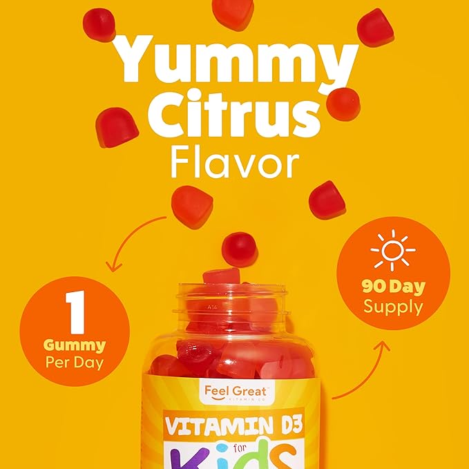 Feel Great Kids Vitamin D3 1000 D3 Gummies 2 Pack