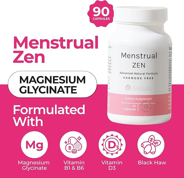 ZENZSUAL Menstrual Zen Natural and Hormone-Free (90 Capsules 2.7 Oz)