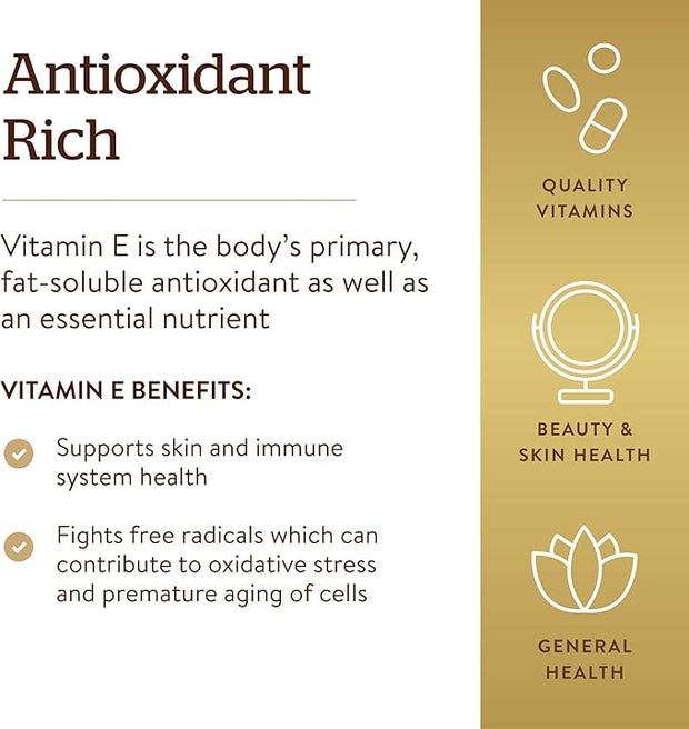 Solgar Vitamin E 67 mg (100 IU), 100 Mixed Softgels - Natural Antioxidant, Skin & Immune System Support - Naturally-Sourced Vitamin E - Gluten Free, Dairy Free - 100 Servings
