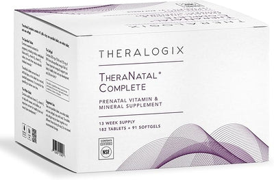 Theralogix TheraNatal Complete Prenatal Vitamin Supplement 91-Day Supply D3, Folate, B6 & 182 Tablets 91 Softgels