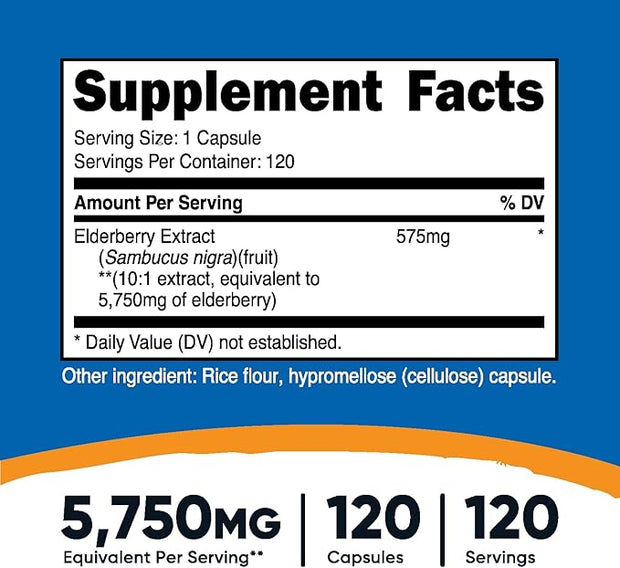 Nutricost Elderberry Capsules 575mg (120 Capsules)