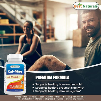 Best Naturals Calcium Magnesium with Vitamin D3 1500mg 1500mg Serving 180 Tablets (180 Count 2))
