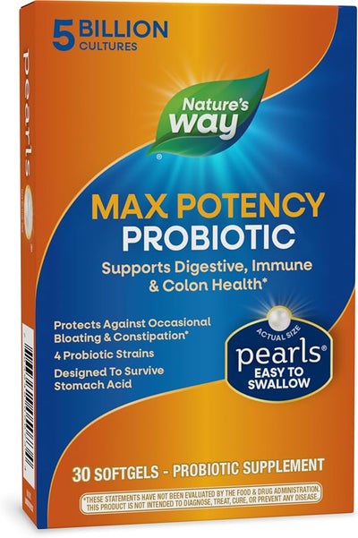 Nature's Way Max Potency Probiotic Pearls 5 Billion 30 Softgels