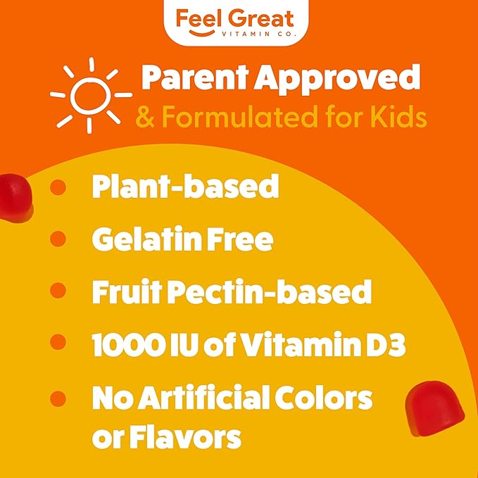 Feel Great Kids Vitamin D3 1000 D3 Gummies 2 Pack