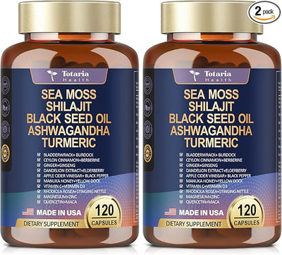25-in-1 Sea Moss Capsules, 120 Capsules 2 Bottles