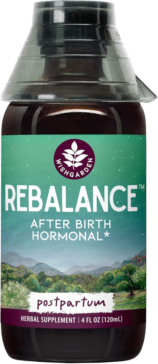WishGarden Herbs ReBalance After Birth Hormonal - Plant-Based Herbal Supplement with Vitex Berry & Motherwort Supports Healthy Postpartum Hormone Levels and Postnatal Hormone Balance, 4oz