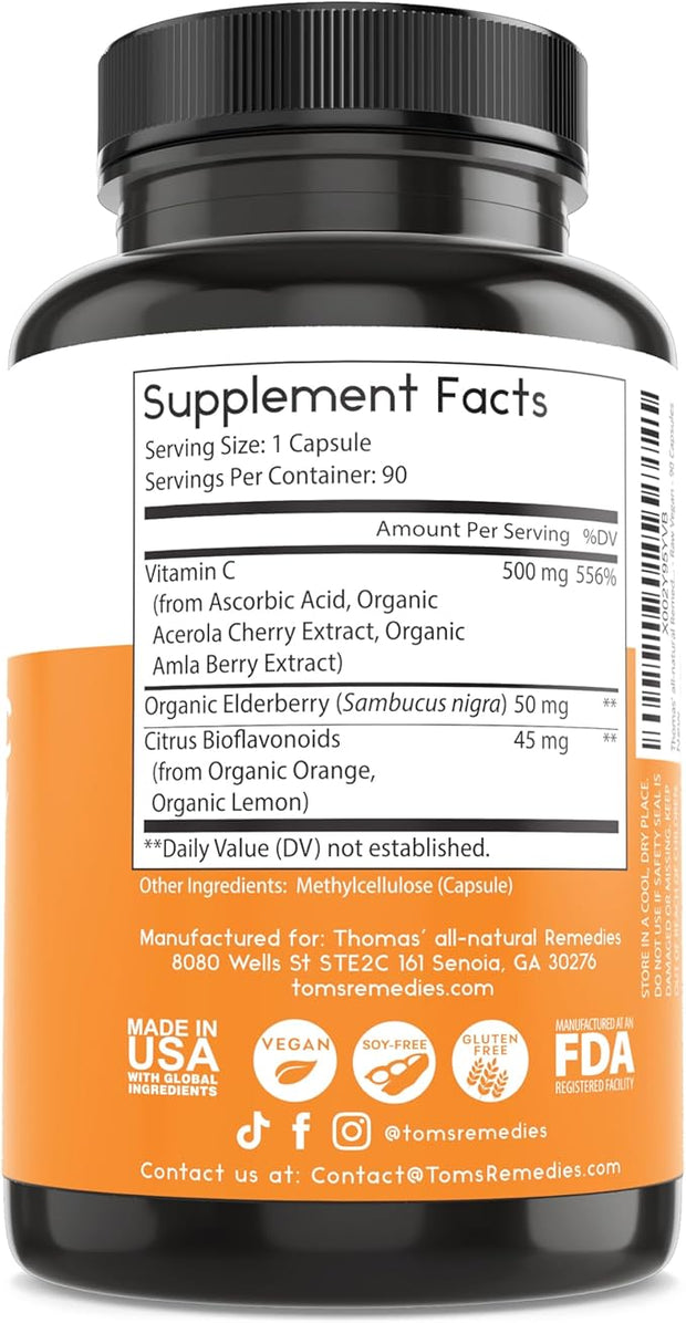 Vitamin C with Organic Elderberry, Organic 90 Capsules