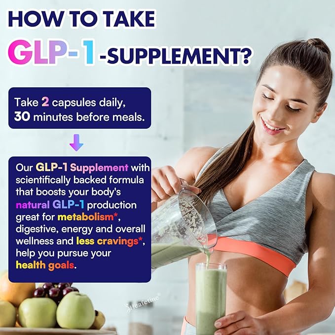 GLP-1 Supplement Support, with Naturally GLP1 Supplement Probiotic for Women & Men, Hops & Green Tea Extract, GLP 1 Supplements for Gut, Energy, GLP-1 Levels & Overall Health - 60 Capsules