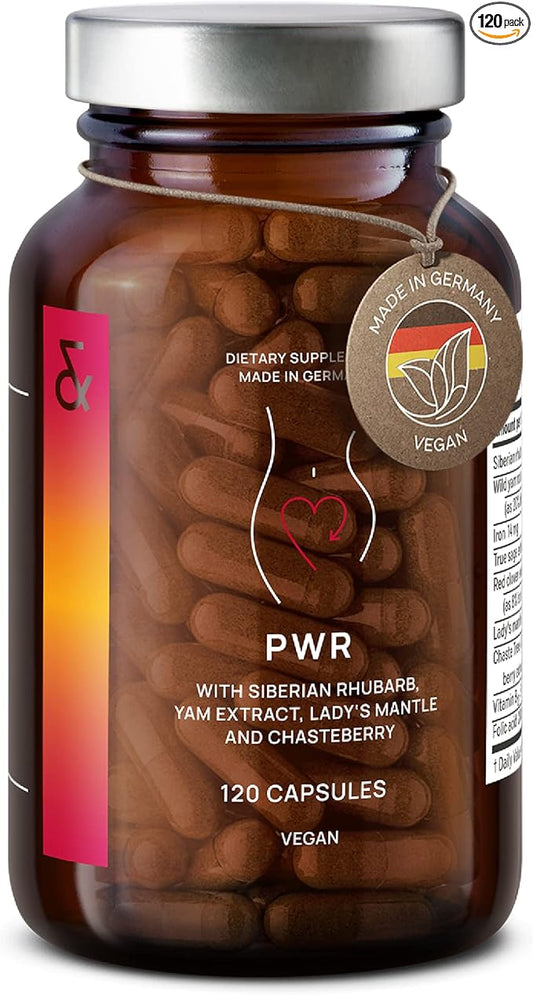CLAV® Natural Hormone Balance for Women - PMS Relief with Siberian Rhubarb, Wild Yam & Vitex Berry - Vegan Menstrual Regulator Supplement - 120 Capsules