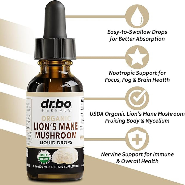Lions Mane Mushroom Supplement Drops 1oz