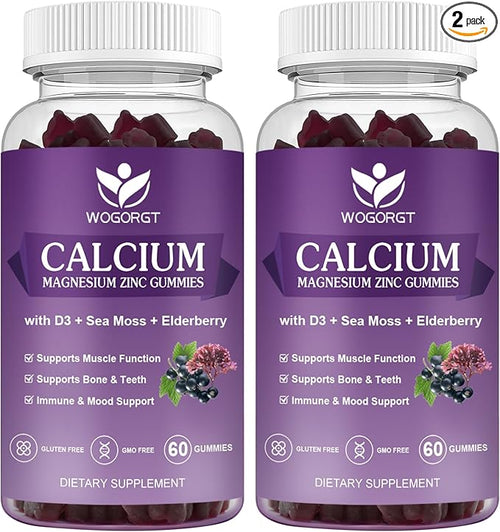 Calcium Magnesium Zinc Gummies with Vitamin D3 60 Gummies (2 Pack)