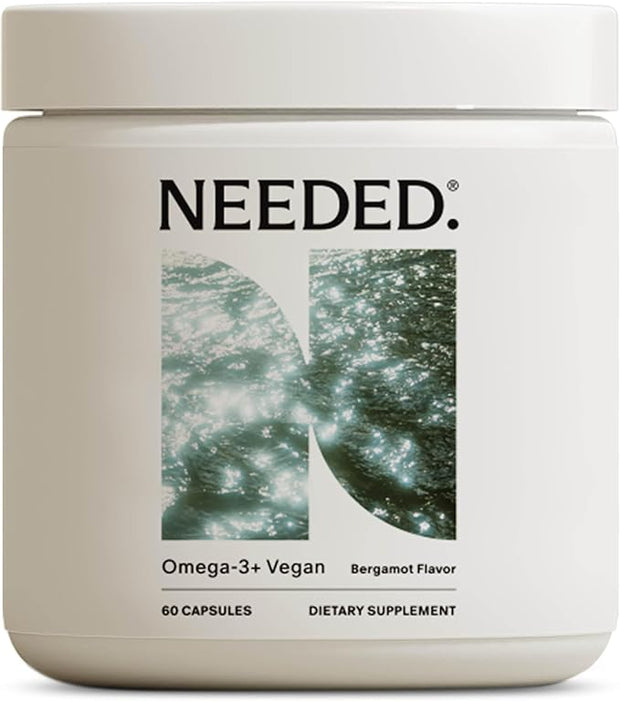 Needed Vegan Omega 3 DHA EPA Supplement 500MG of Omega-3 DHA 100MG of 2 Capsules, 30-Day Supply