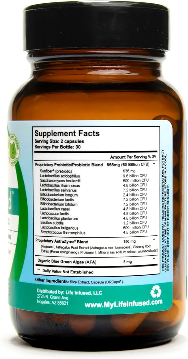 Life Infused - Flora Infused Probiotics 50 Billion 13 strains, 60 Capsules