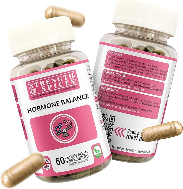 Strength & Spices Hormone Balance 100% 12 Ingredients 60 Vegan 1000mg Capsules