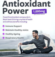 Black Seed Oil - 180 Softgel Capsules (Non-GMO & Vegan) Premium Cold-Pressed Nigella Sativa Producing Pure Black Cumin Seed Oil with Vitamin E - 500mg Each, 1000mg Per 2 Capsule Serving