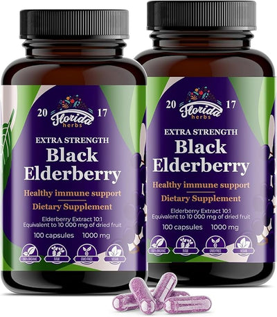 Black Elderberry Capsules 200 Count 10,000mg | 200 Vegan 2