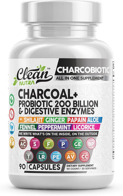 Clean Nutra Activated Charcoal Capsules Shilajit 5000mg Pills 200 Billion