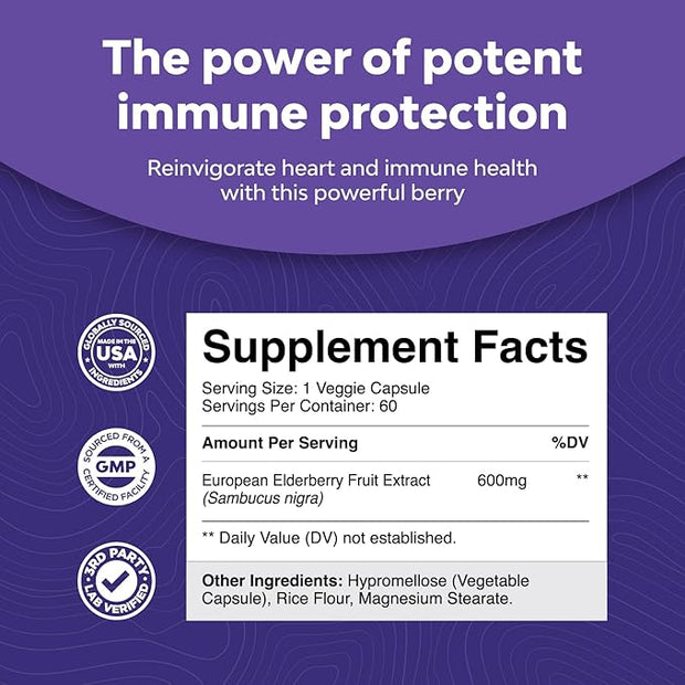 Black Elderberry Capsules Antioxidant Supplement