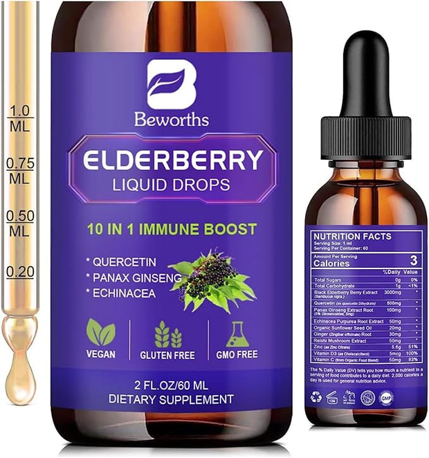 Elderberry Syrup | Black Elderberry Liquid D3 | 30 Servings