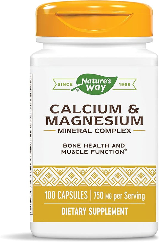 Nature's Way Calcium & Magnesium Mineral 750 mg 100 Capsules