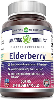 Amazing Formulas Elderberry (10:1 Concentrate) Supplement 500 Mg 240 Capsules