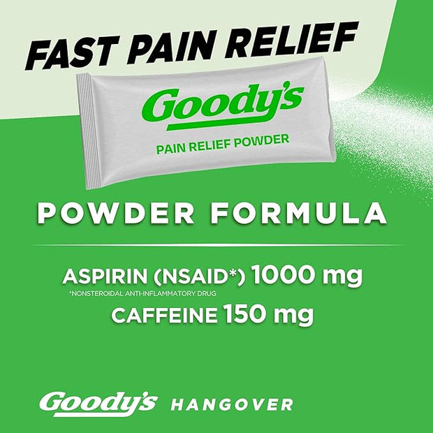 Goody's Hangover Powders, Fast Pain Relief & Boost of Alertness Berry Citrus, 4 ct (Pack of 1)