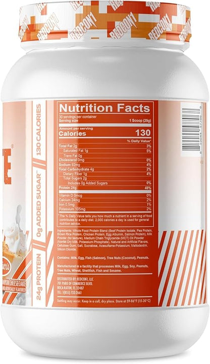 REDCON1 MRE Lite Whole Food Protein Powder, Juniors, Pumpkin Cheesecake - Low Carb & Whey Free Meal Replacement with Animal Protein Blends - Easy to Digest Supplement Made with MCT Oils (30 Servings)